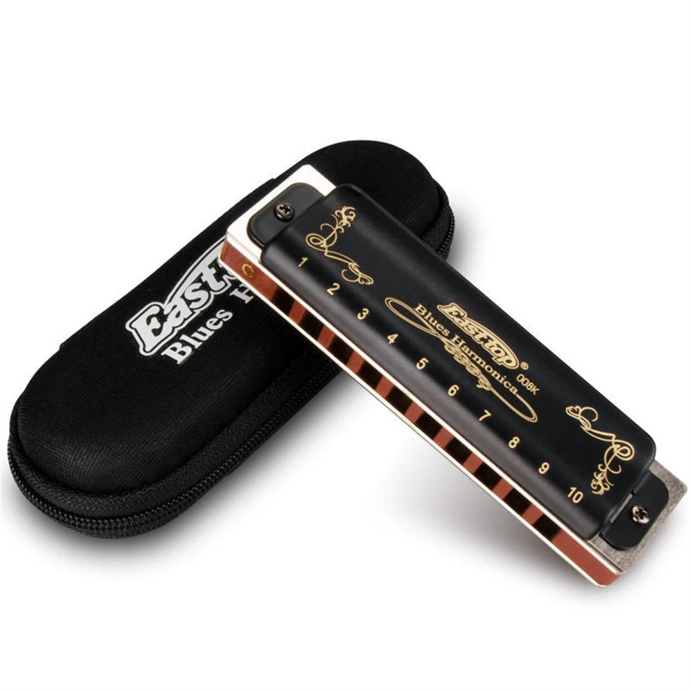 Blues Harmonica ϸī  ڽ , 10 Ȧ,  , ޴ T008K β ̽ ÷Ʈ, 180*28*18mm
